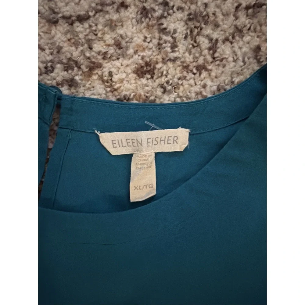 Eileen Fisher Sleeveless A-Line Dress Size XL Organic Cotton Blend Blue - Picture 2 of 7